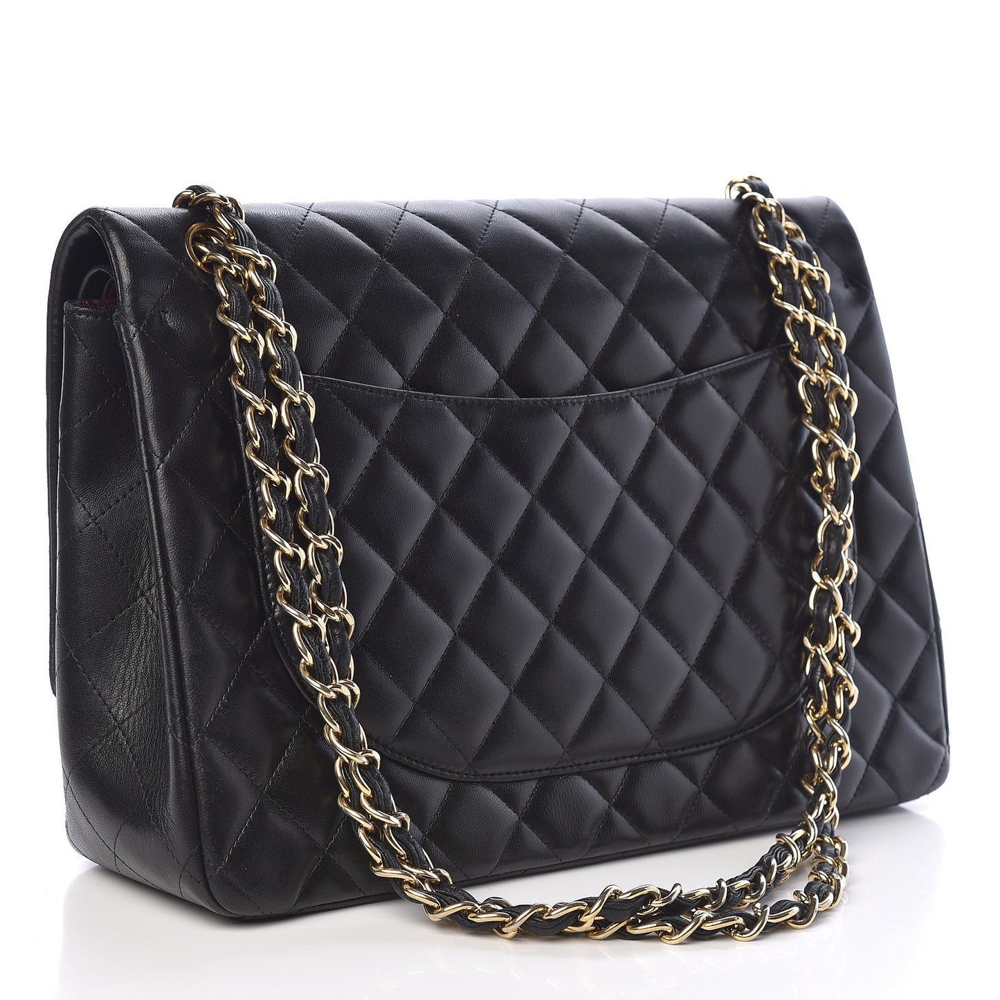 Lambskin Quilted Maxi Double Flap Black