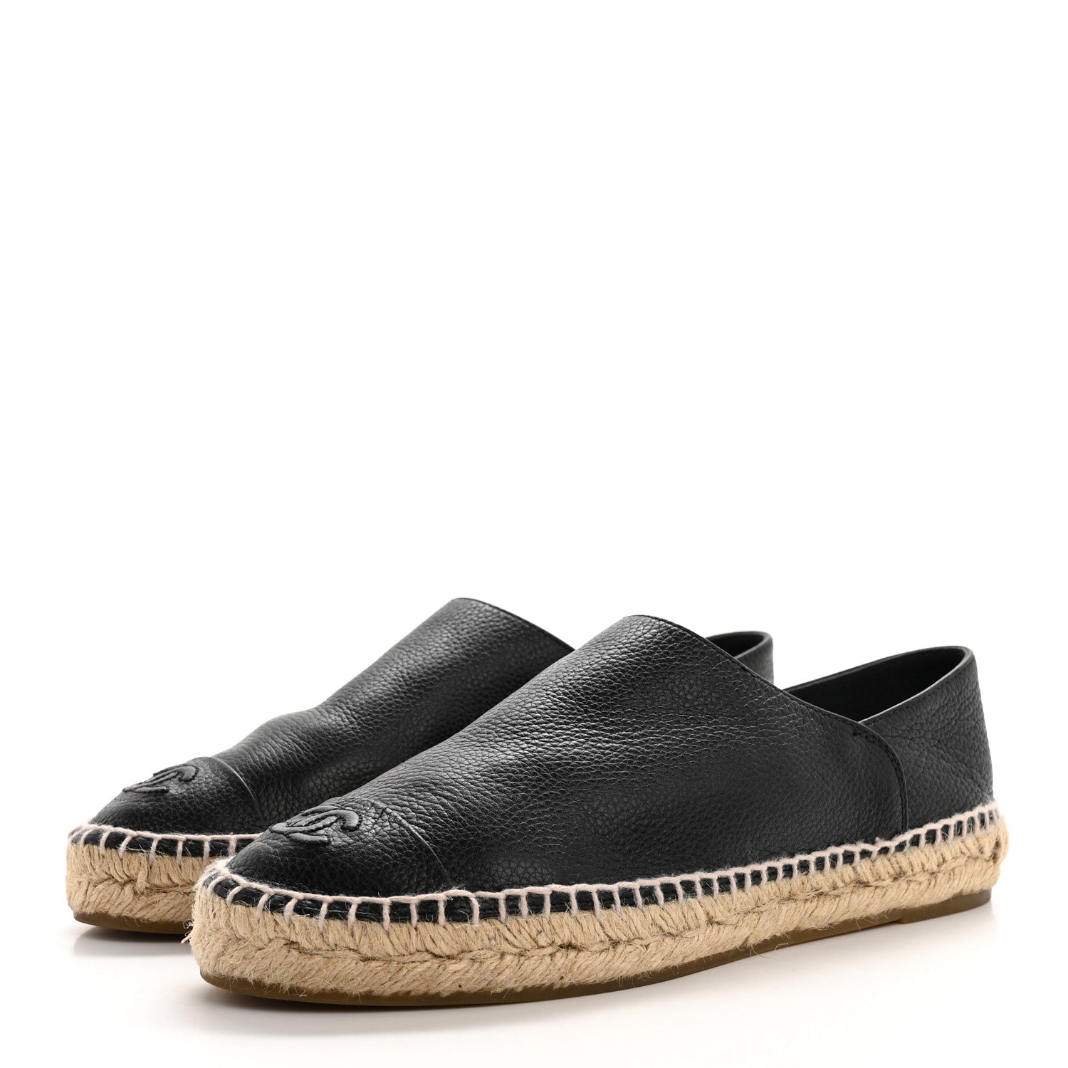 Chanel Grained Calfskin CC Espadrilles 39 Black 3 of 9