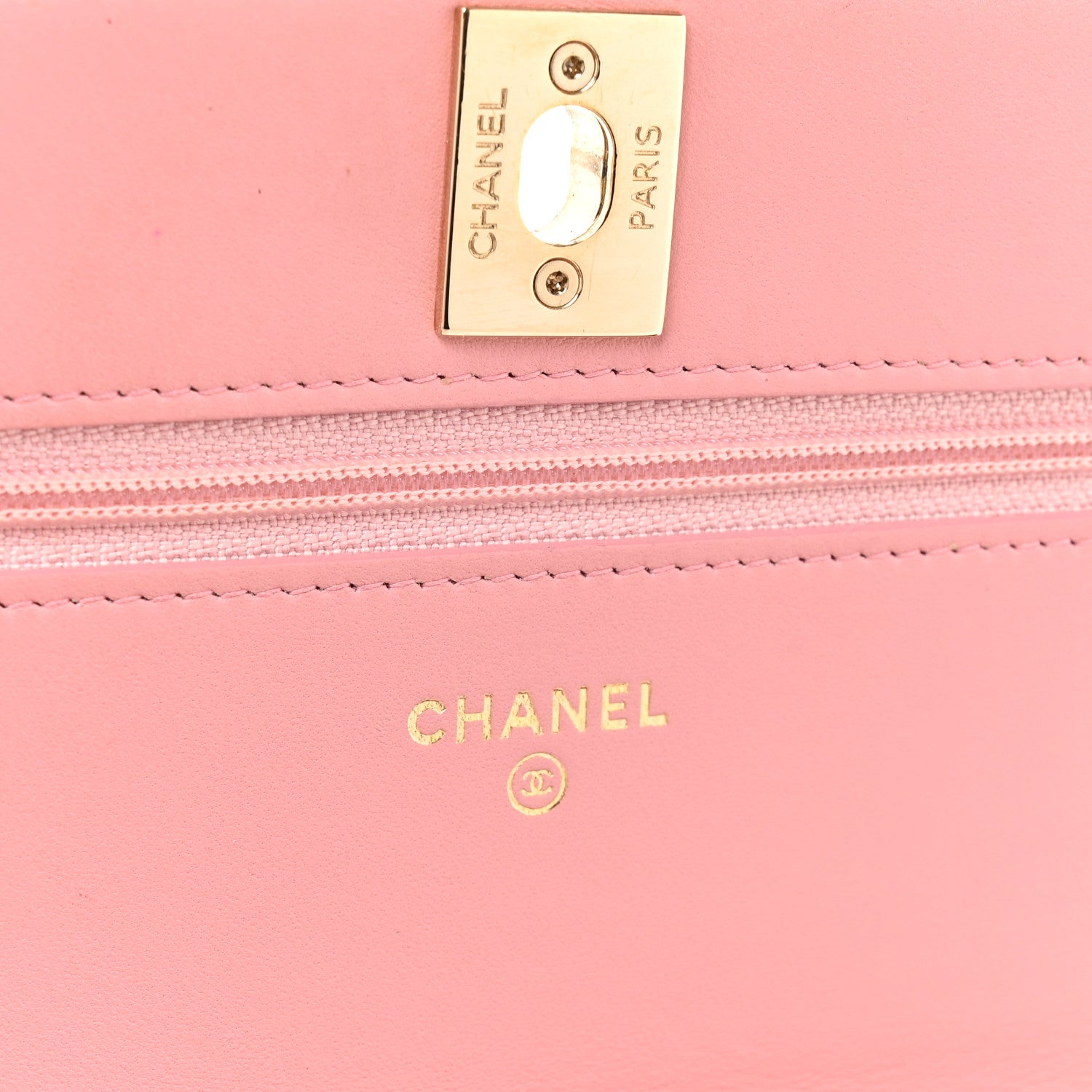 Chanel Lambskin Chevron Quilted Trendy CC Wallet On Chain WOC Pink 6 of 16