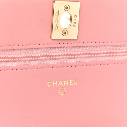 Chanel Lambskin Chevron Quilted Trendy CC Wallet On Chain WOC Pink 6 of 16