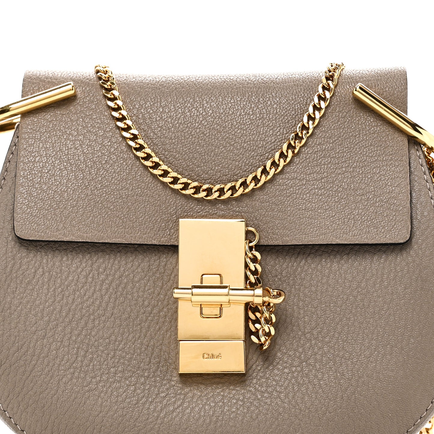 Grained Lambskin Mini Drew Shoulder Bag Motty Grey
