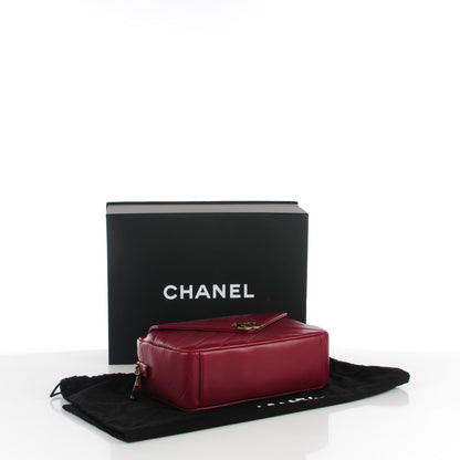 Chanel Lambskin Chevron Large Camera Case Burgundy 4 of 7