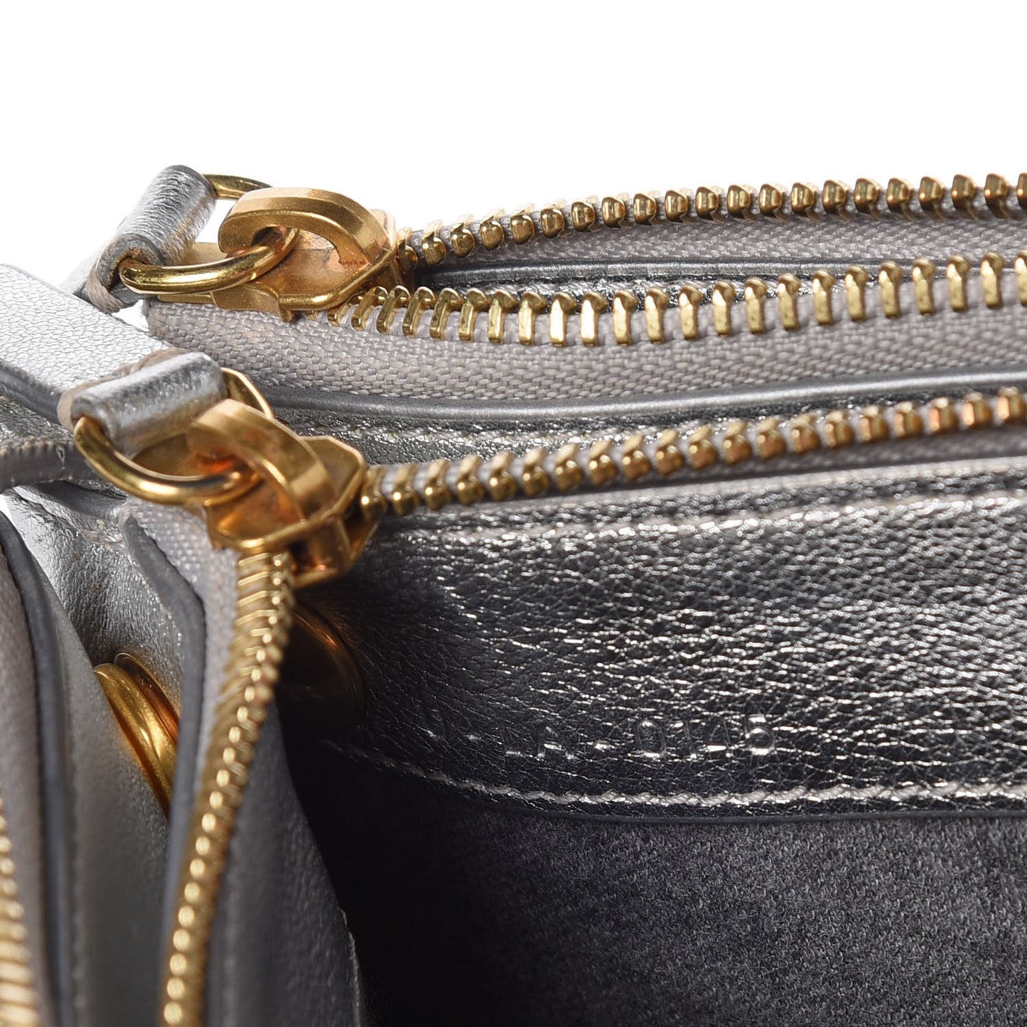 Metallic Lambskin Large Trio Crossbody Bag Silver
