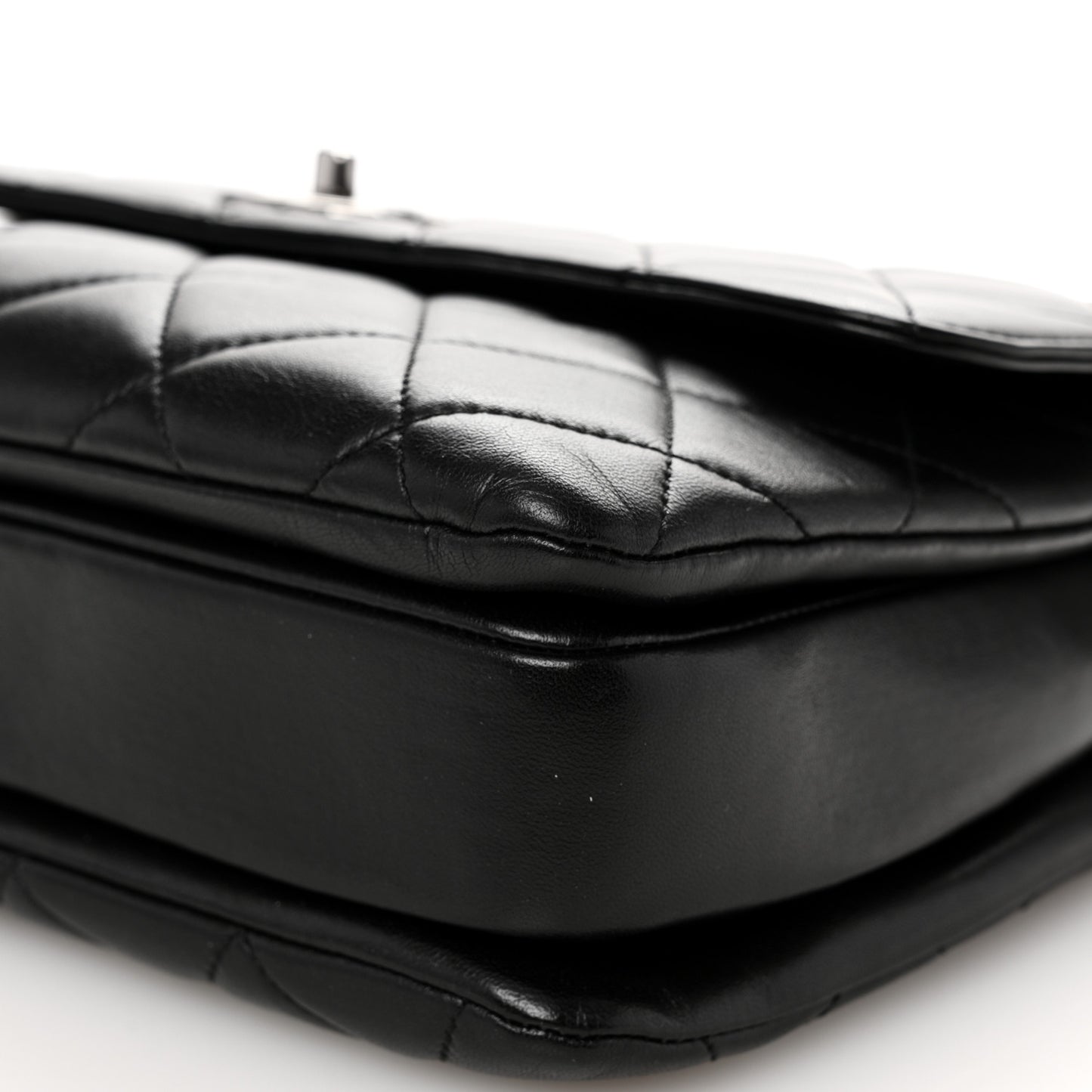 Lambskin Quilted Medium Trendy CC Flap Dual Handle Bag Black