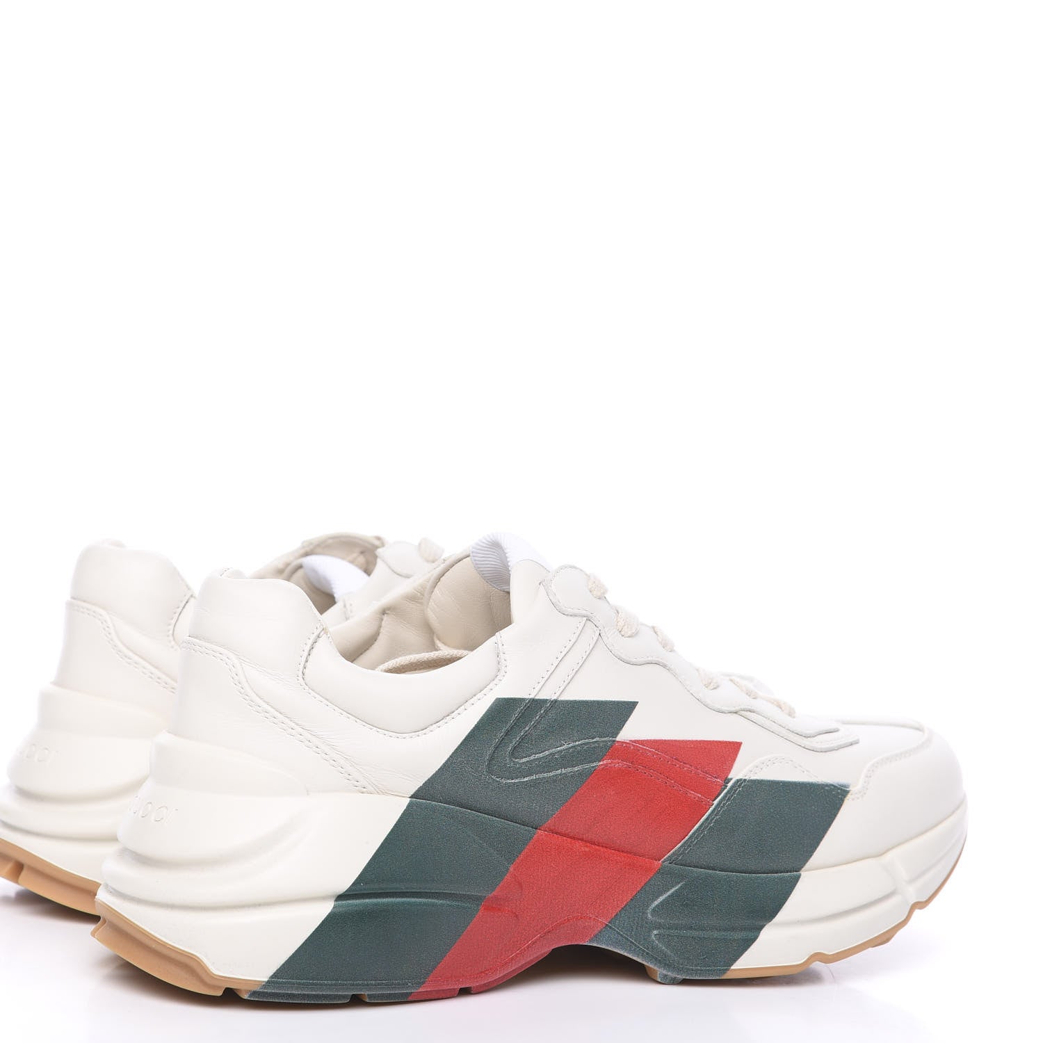 Gucci Calfskin Web Printed Mens Rhyton Sneakers 8.5 Mystic White 4 of 8