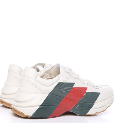 Gucci Calfskin Web Printed Mens Rhyton Sneakers 8.5 Mystic White 4 of 8