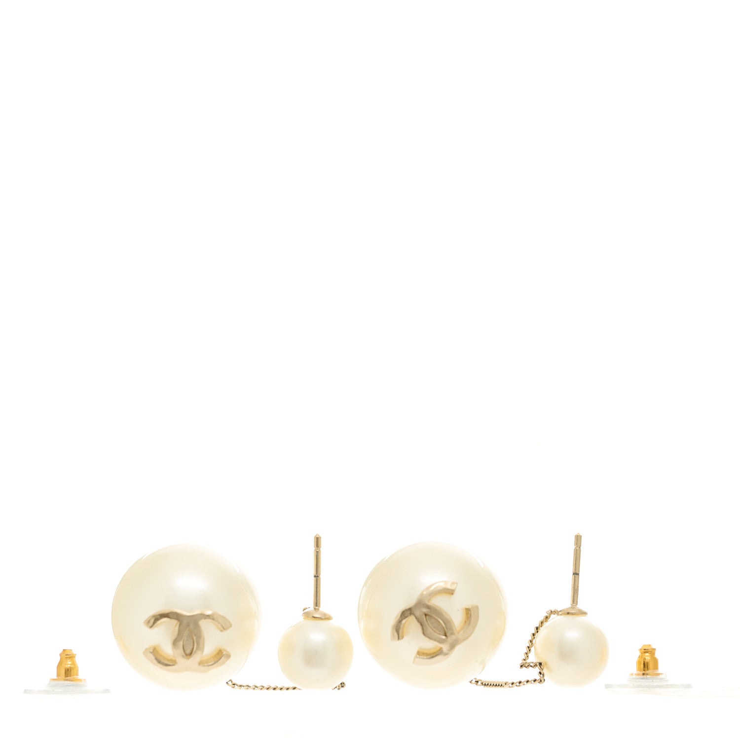 Chanel Pearl CC Chain Drop Earrings Gold 3 of 8