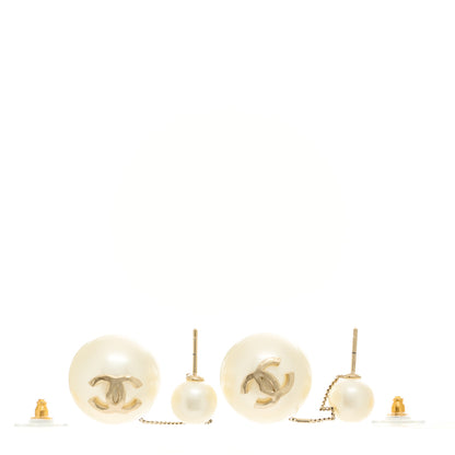 Chanel Pearl CC Chain Drop Earrings Gold 3 of 8