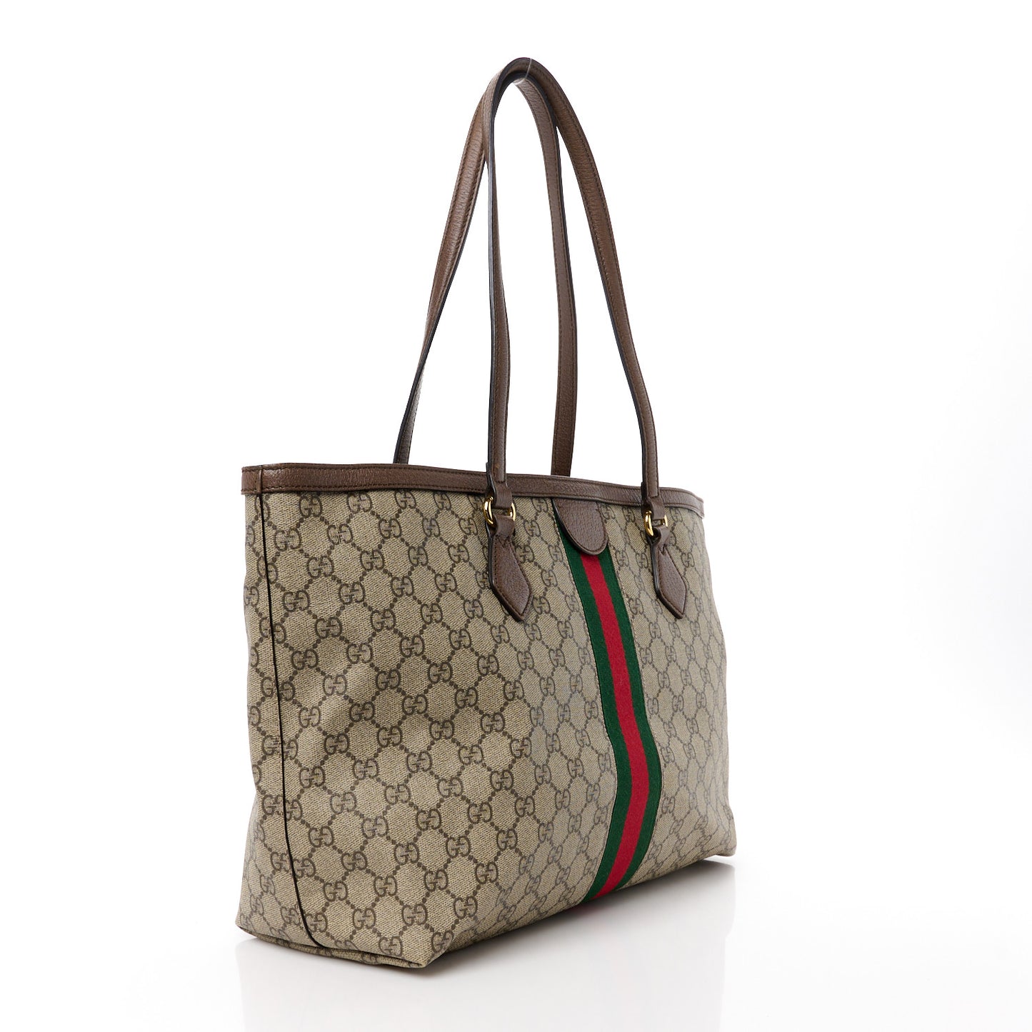 GG Supreme Monogram Medium Ophidia Shopping Tote Brown