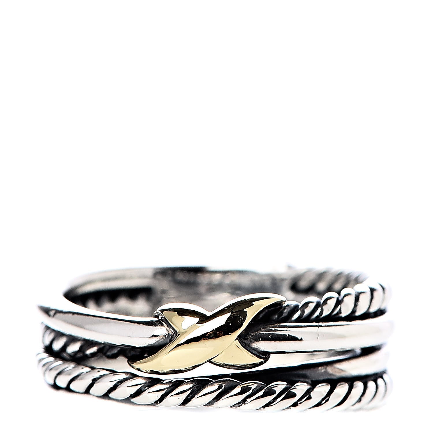 David Yurman Sterling Silver 18K Yellow Gold 6mm X Crossover Ring 50 5.25 1 of 4