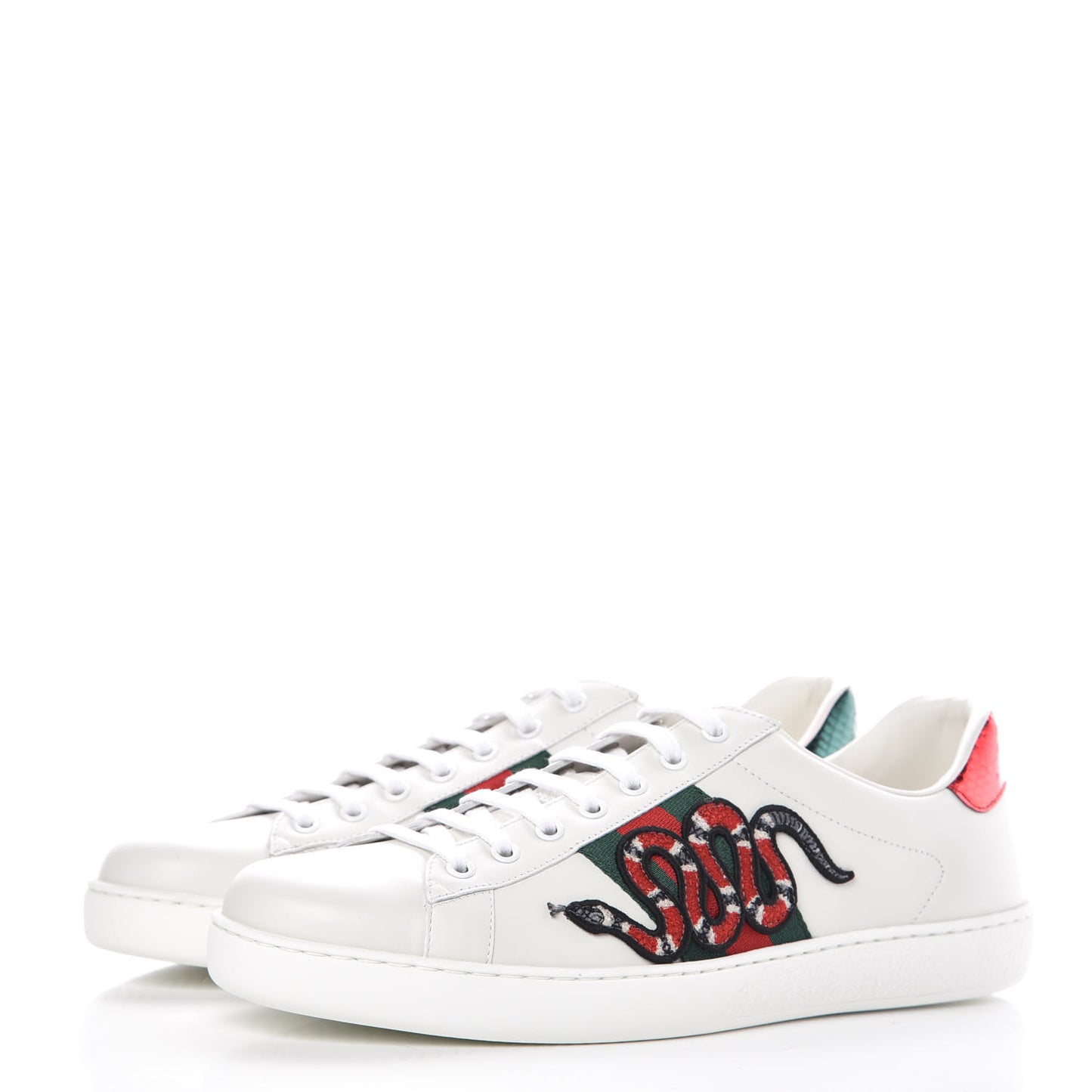 Calfskin Ayers Kingsnake Embroidered Mens Ace Sneakers 11 Green Red