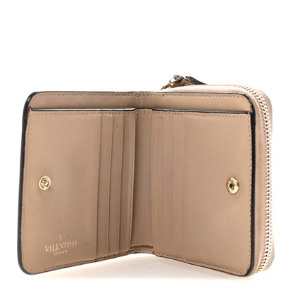 Valentino Garavani Nappa Rockstud Spike Compact Zip Around Wallet Poudre 5 of 9