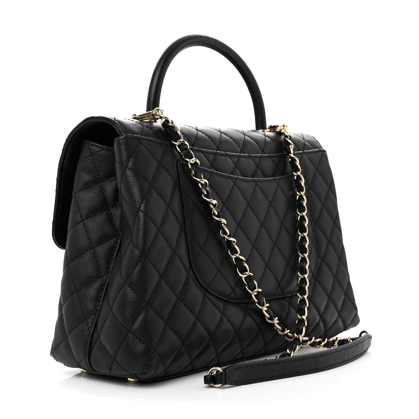 Caviar Quilted Medium Coco Handle Flap Black