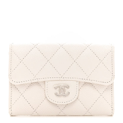 Chanel Caviar Quilted Flap Card Holder Wallet White 1 of 8