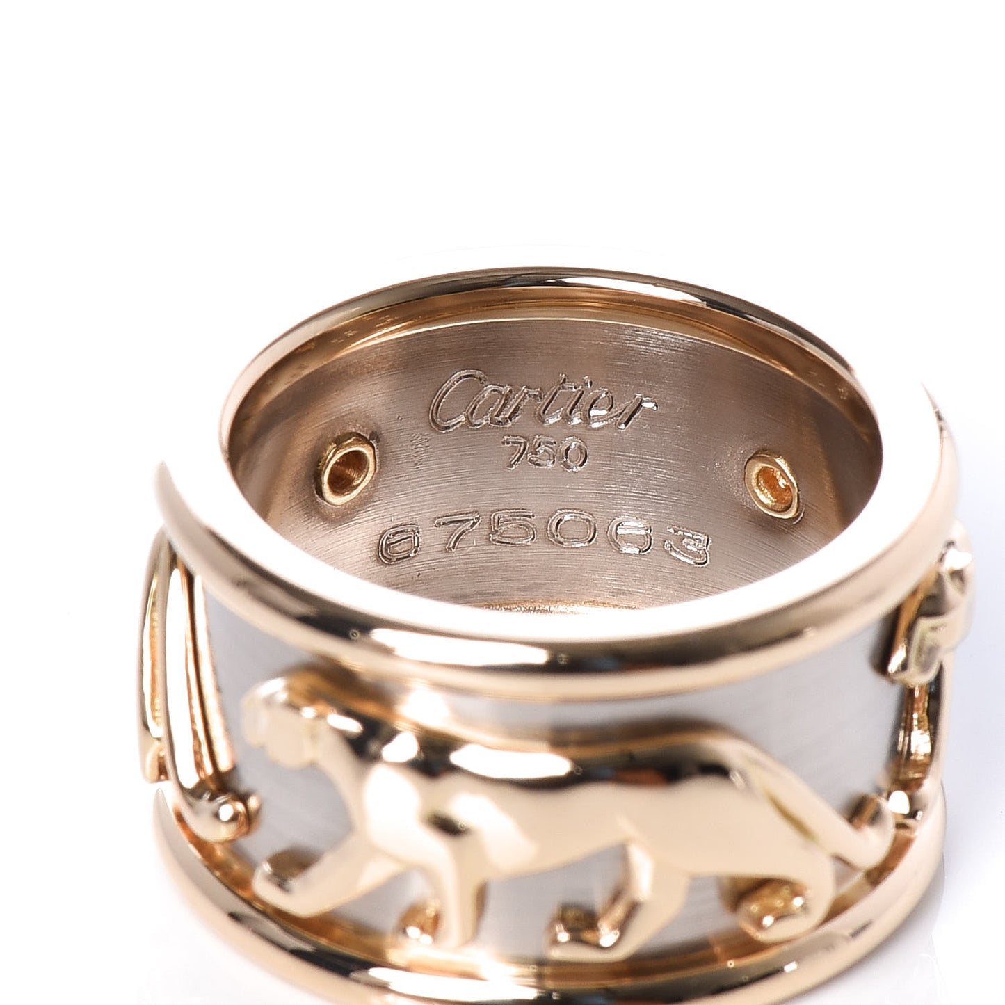 18K Yellow White Gold Panthere Band Ring 52 6