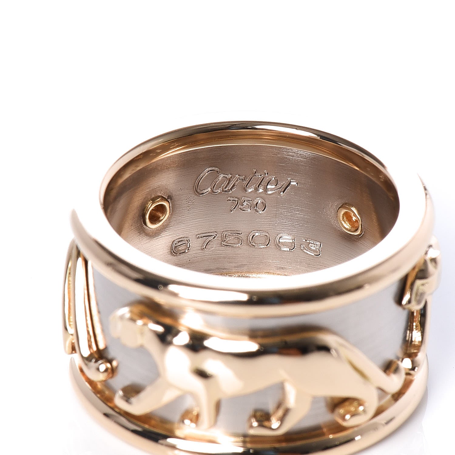 Cartier 18K Yellow White Gold Panthere Band Ring 52 6 4 of 5