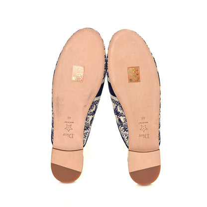 Christian Dior Canvas Cotton Embroidered Dioriviera Mules 40 Blue 5 of 9