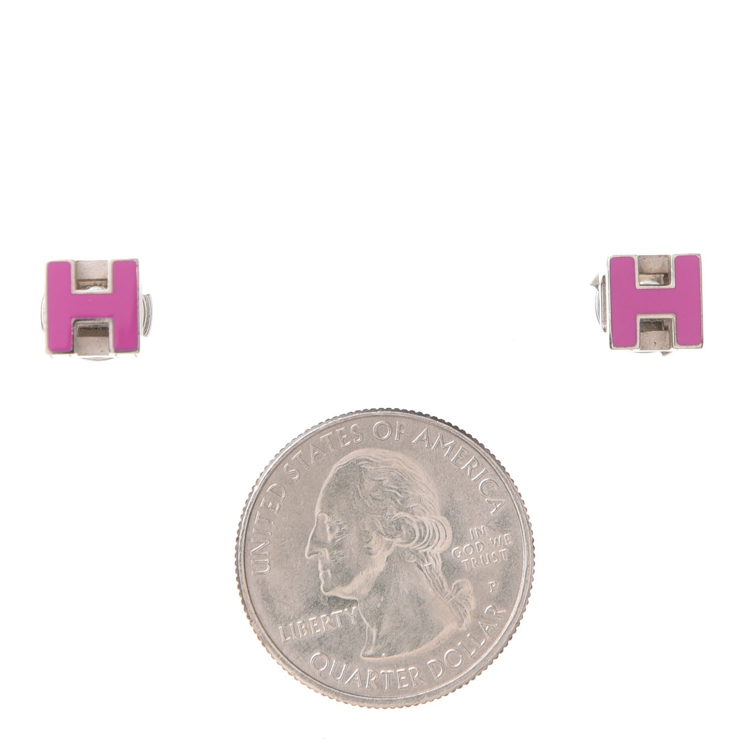 Hermes Palladium Lacquered Cage d'H Earrings Rose Indien 2 of 6