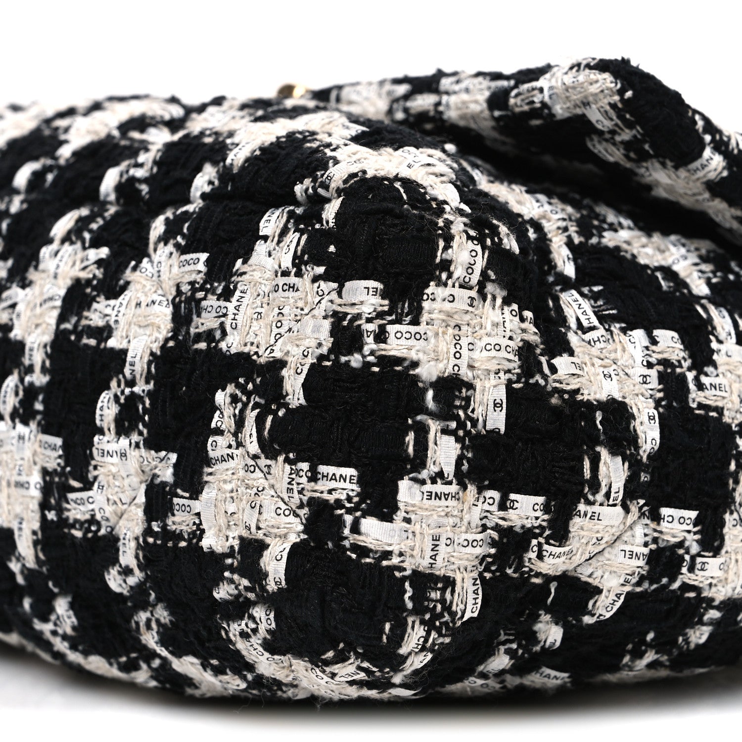 Chanel Tweed Quilted Large Chanel 19 Flap Black Ecru White 9 of 9
