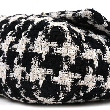 Chanel Tweed Quilted Large Chanel 19 Flap Black Ecru White 9 of 9