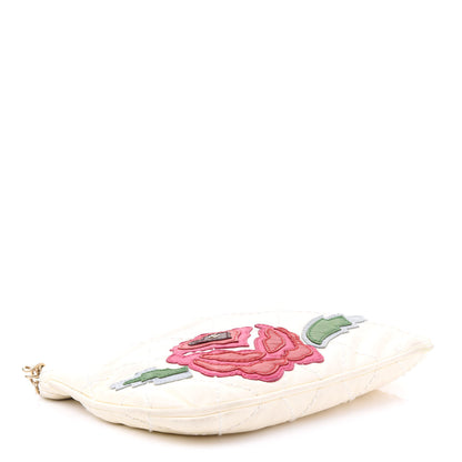 Chanel Lambskin Stitched Camellia Shoulder Bag White 3 of 9