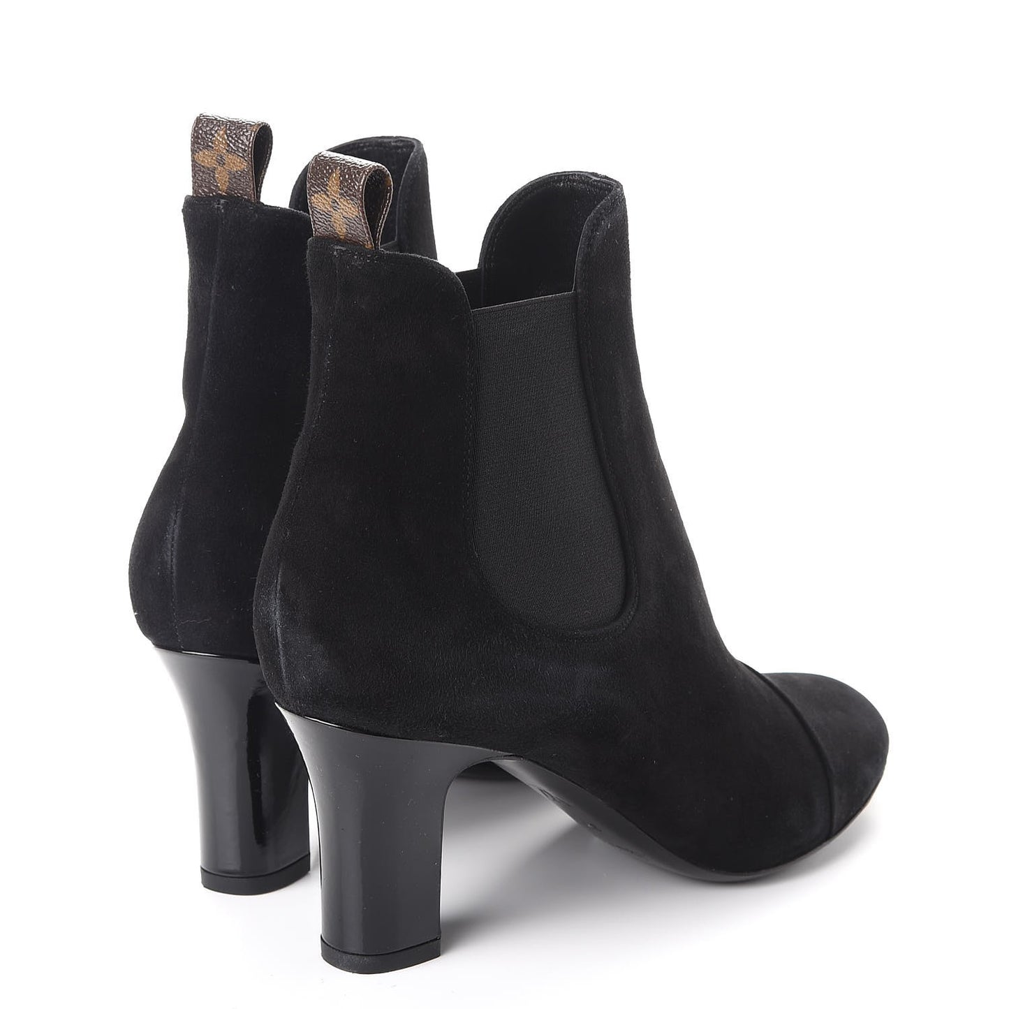 Suede Monogram Uniformes Cap Toe Chelsea 75mm Ankle Boots 38 Black