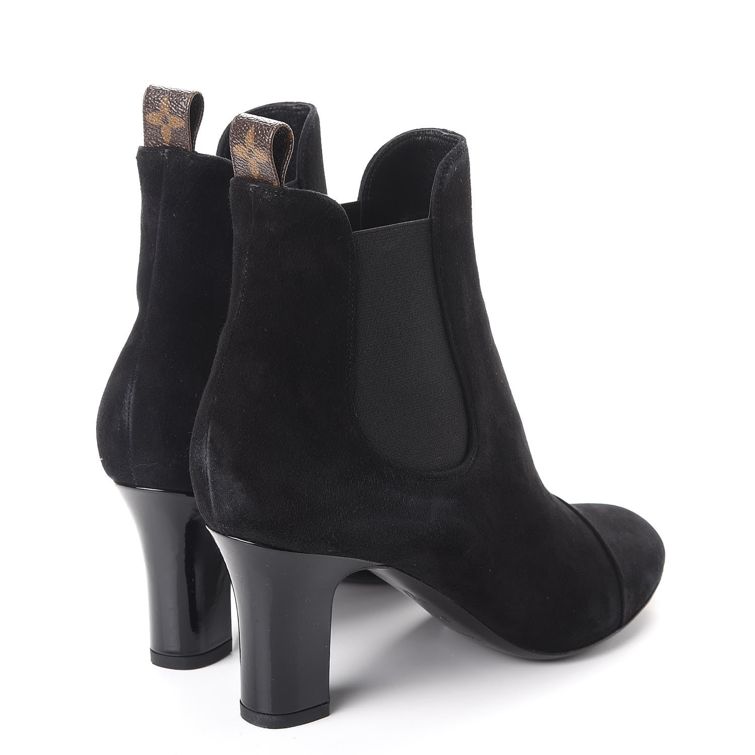 Louis Vuitton Suede Monogram Uniformes Cap Toe Chelsea 75mm Ankle Boots 38 Black 4 of 12