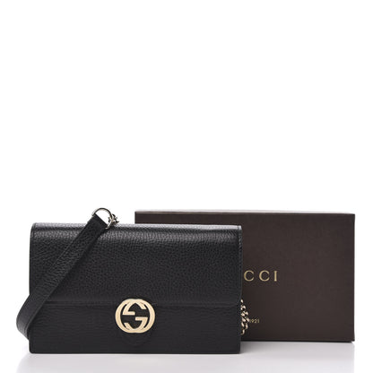 Gucci Dollar Calfskin Interlocking G Chain Wallet Black 10 of 10