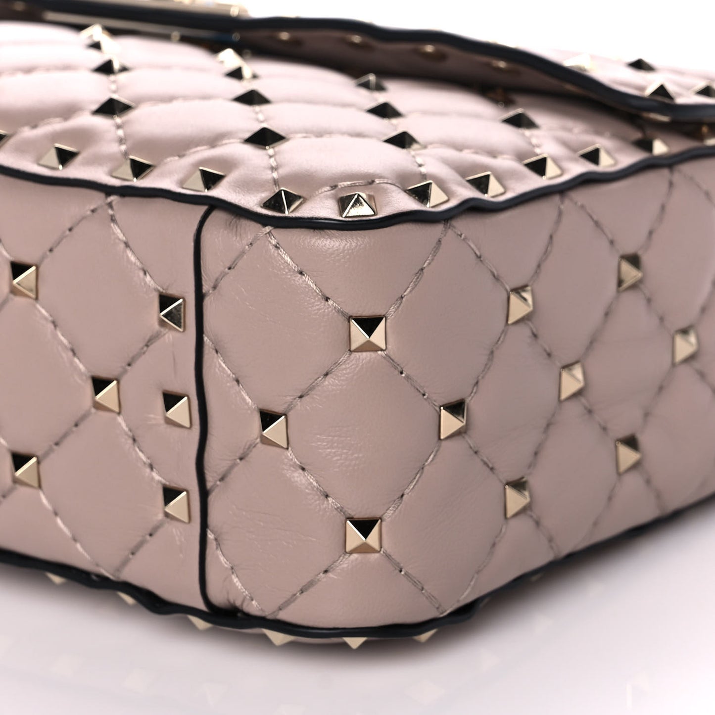 Lambskin Medium Rockstud Spike Shoulder Bag Poudre