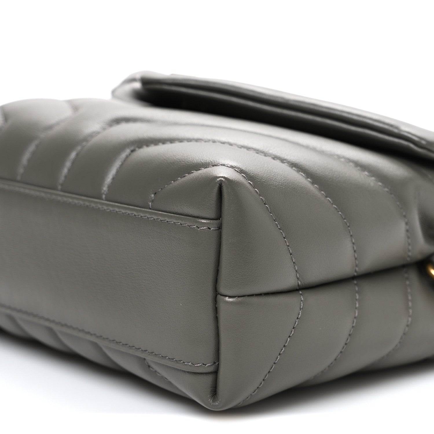 Saint Laurent Calfskin Y Quilted Monogram Toy Loulou Crossbody Bag Grey Kaki 9 of 9