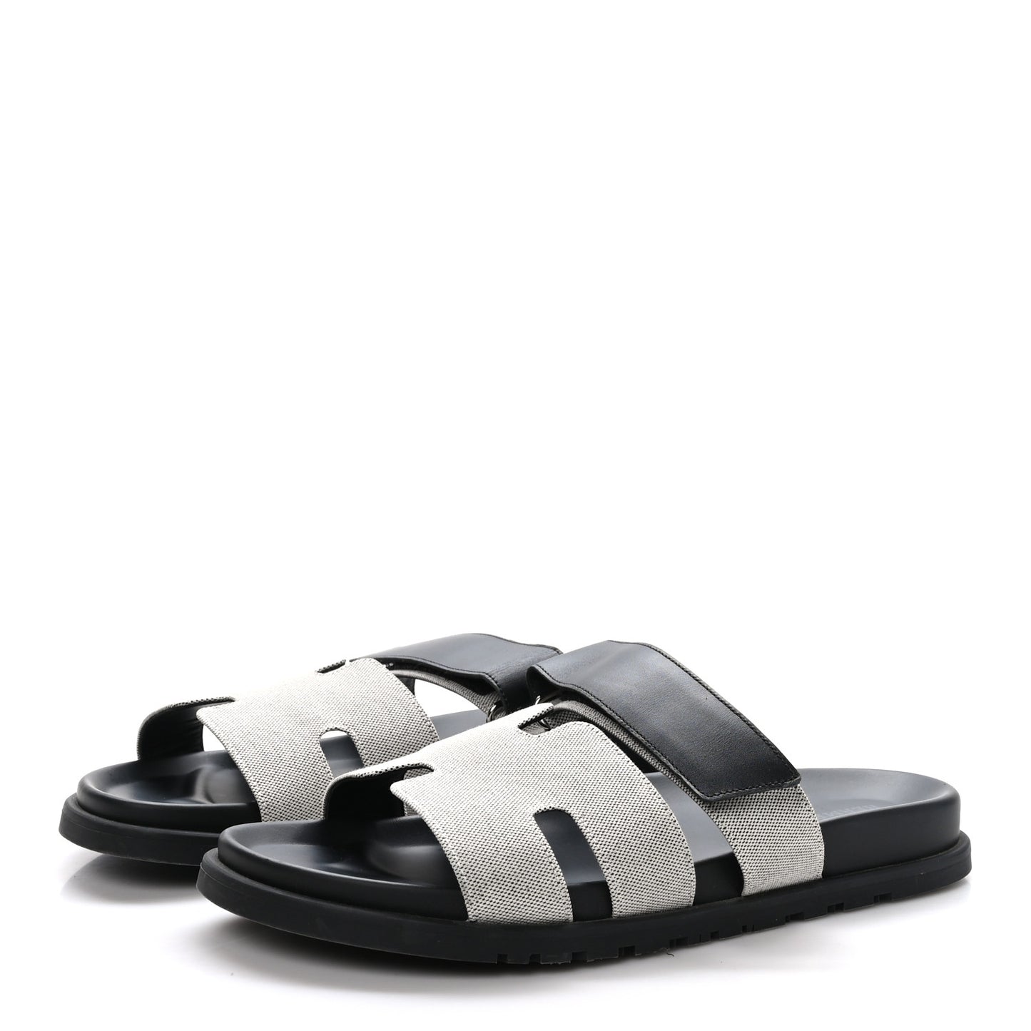 H Canvas Calfskin Mens Chypre Sandals 40 Prunoir Black