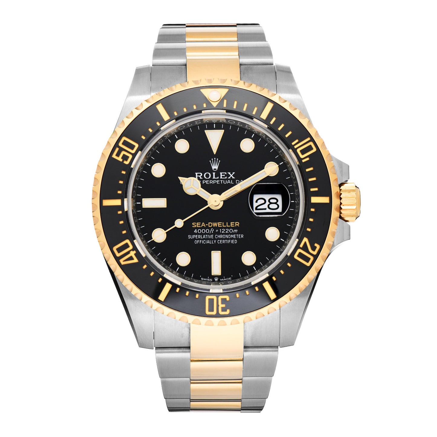 Stainless Steel 18K Yellow Gold 43mm Oyster Perpetual Date Sea-Dweller Deepsea Watch 126603