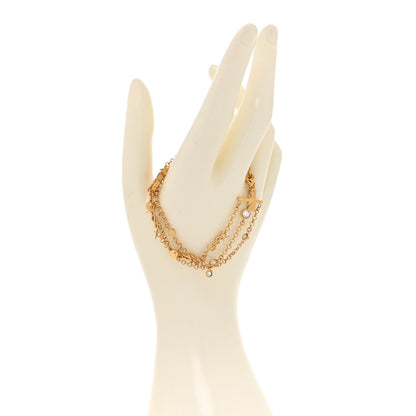 Saint Laurent Brass Crystal Monogram Multi Strand Bracelet S Gold 2 of 6