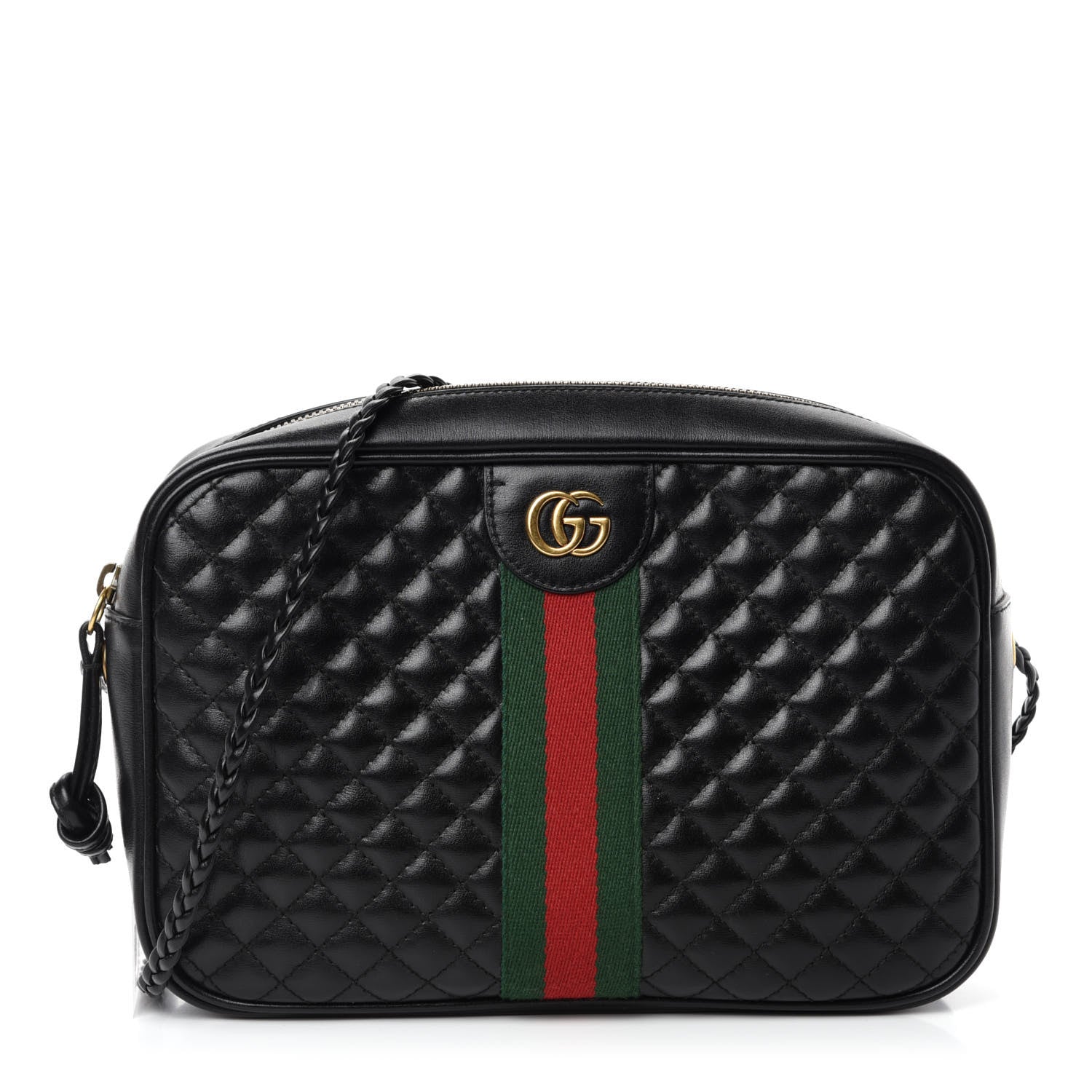 Gucci Calfskin Web Trapuntata Small GG Shoulder Bag Black 1 of 10