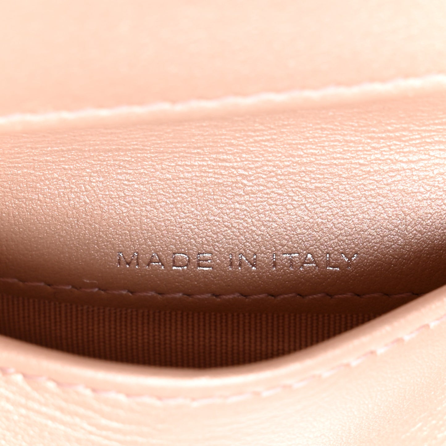Goatskin Camellia Embossed Compact Wallet Pink