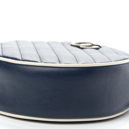 Gucci Azalea Calfskin Matelasse Diagonal Mini Torchon GG Marmont Round Shoulder Bag Blue Agata Mystic White 9 of 9