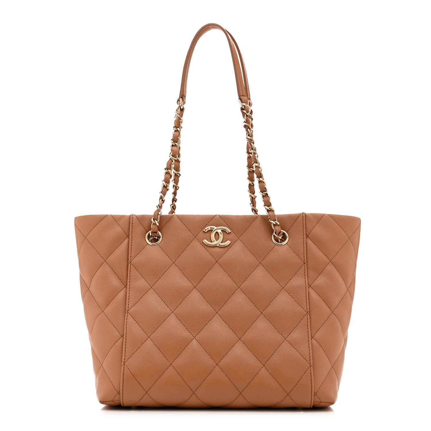 Chanel Caviar Quilted Small Shopping Tote Dark Beige 1 of 12