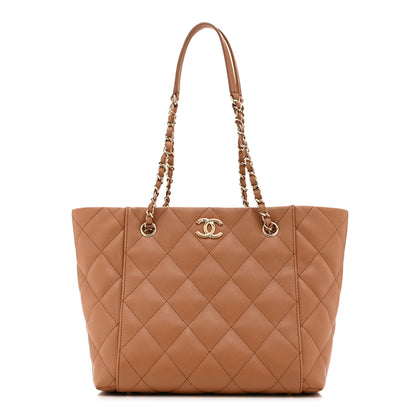 Chanel Caviar Quilted Small Shopping Tote Dark Beige 1 of 12
