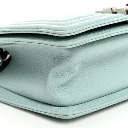 Chanel Caviar Chevron Quilted Small Boy Flap Light Blue 9 of 10
