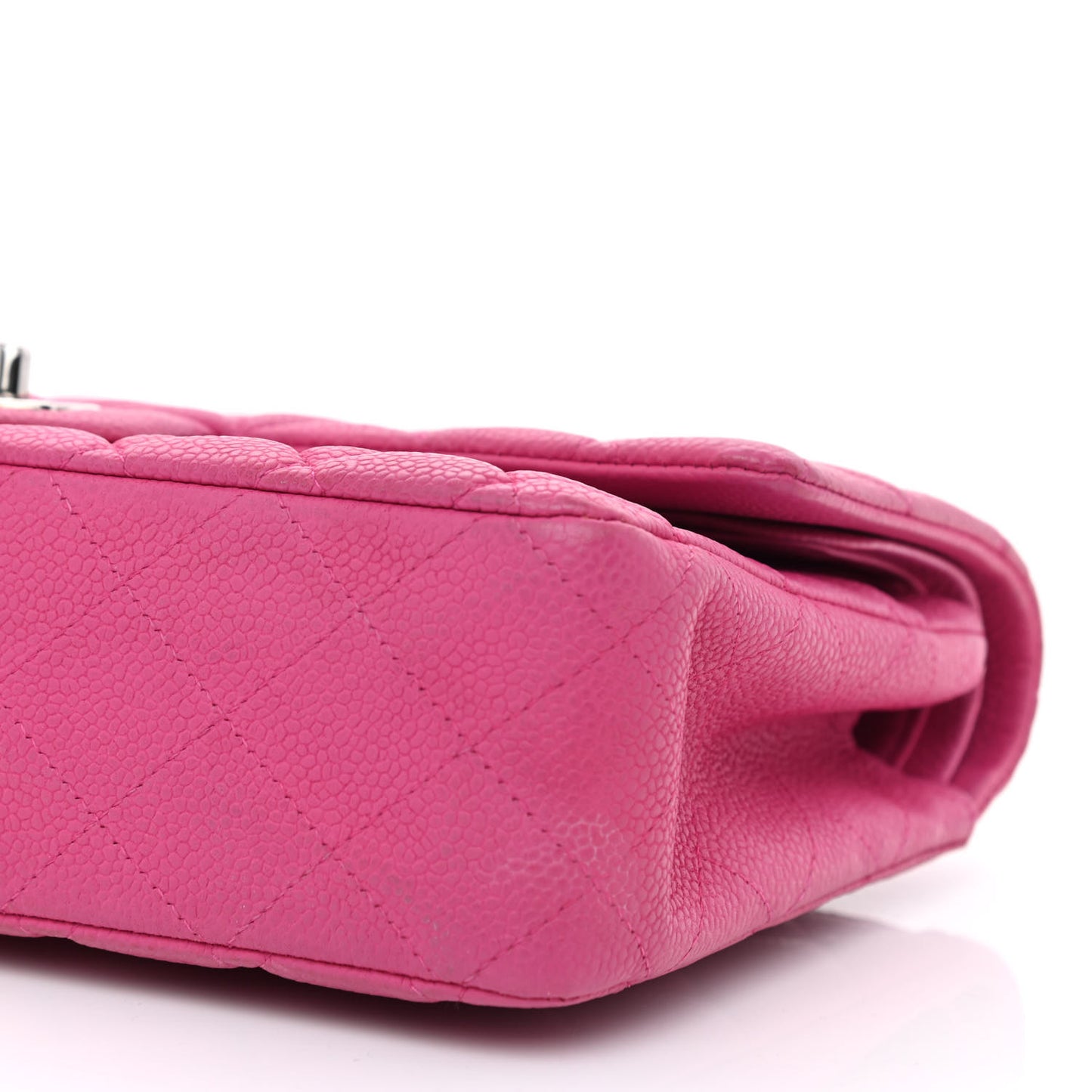 Iridescent Caviar Quilted Medium Double Flap Pink