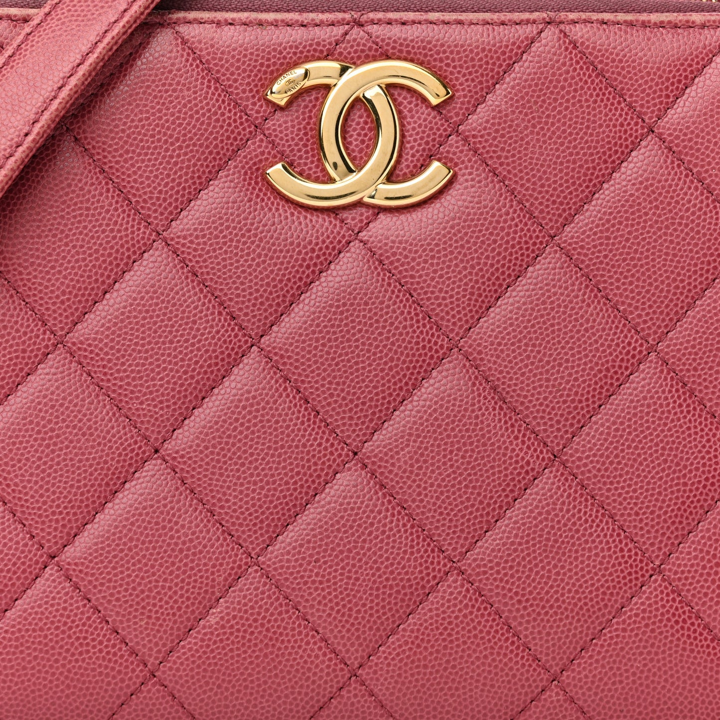 Caviar Quilted Medium Business Affinity Camera Case Dark Pink