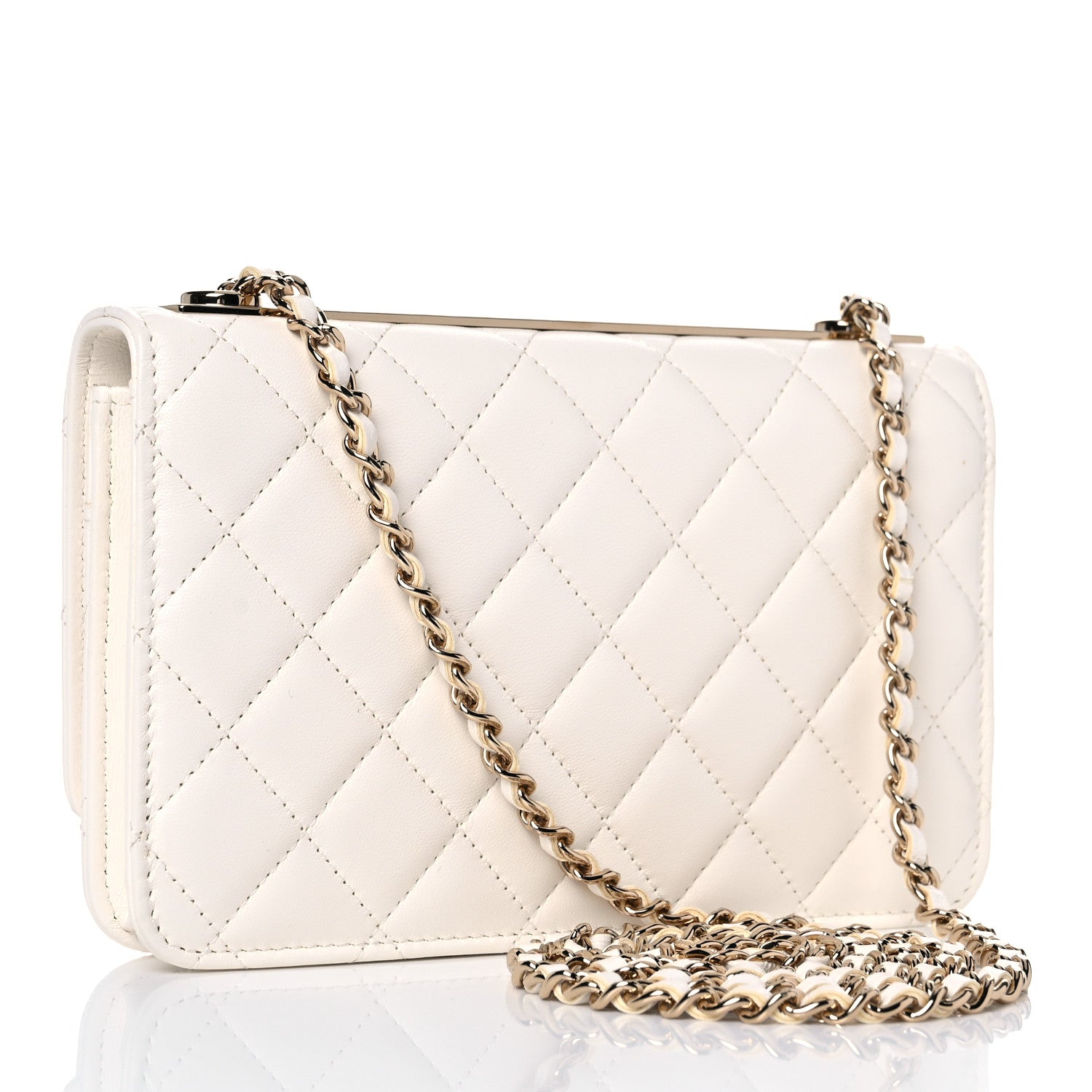 Chanel Lambskin Quilted Trendy CC Wallet On Chain WOC White 3 of 12