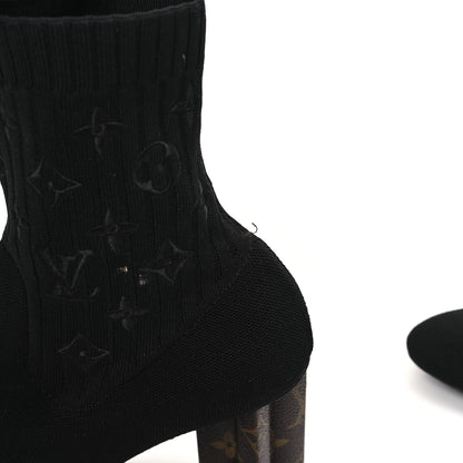 Louis Vuitton Monogram Stretch Fabric Silhouette Ankle Boots 37 Black 9 of 10