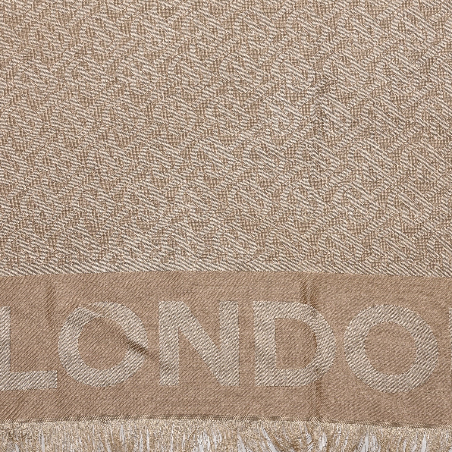 Burberry Silk Wool Monogrammed TB Print Square Scarf Honey 3 of 6
