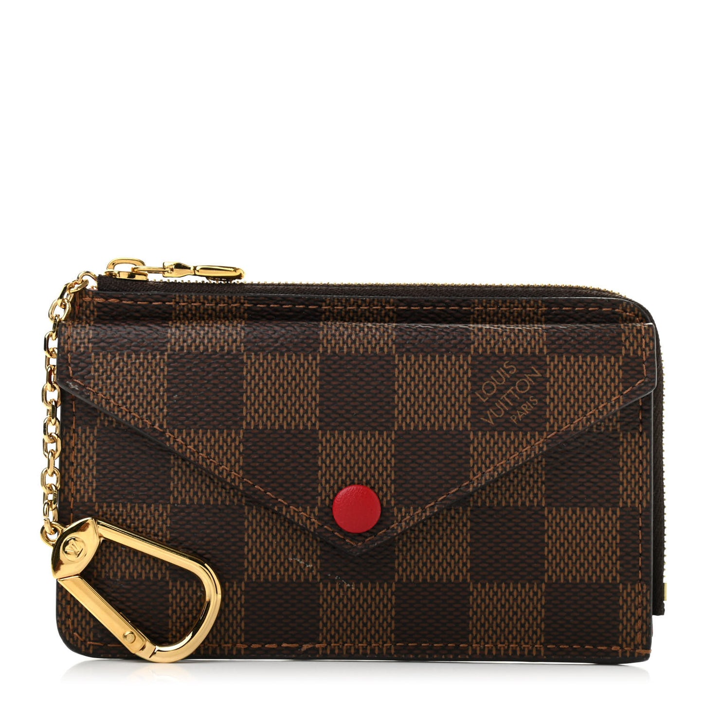 Damier Ebene Recto Verso Card Holder Red