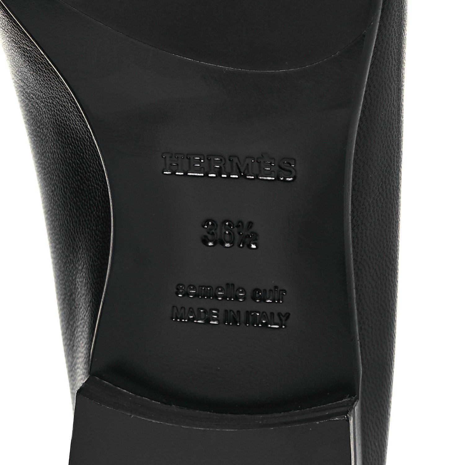 Hermes Goatskin Womens Royal Loafers 36.5 Black 6 of 9