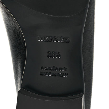 Hermes Goatskin Womens Royal Loafers 36.5 Black 6 of 9