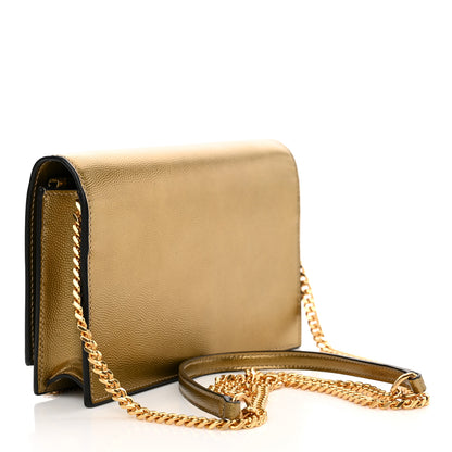 Saint Laurent Metallic Grain De Poudre Kate Monogram Tassel Chain Wallet Gold 3 of 12