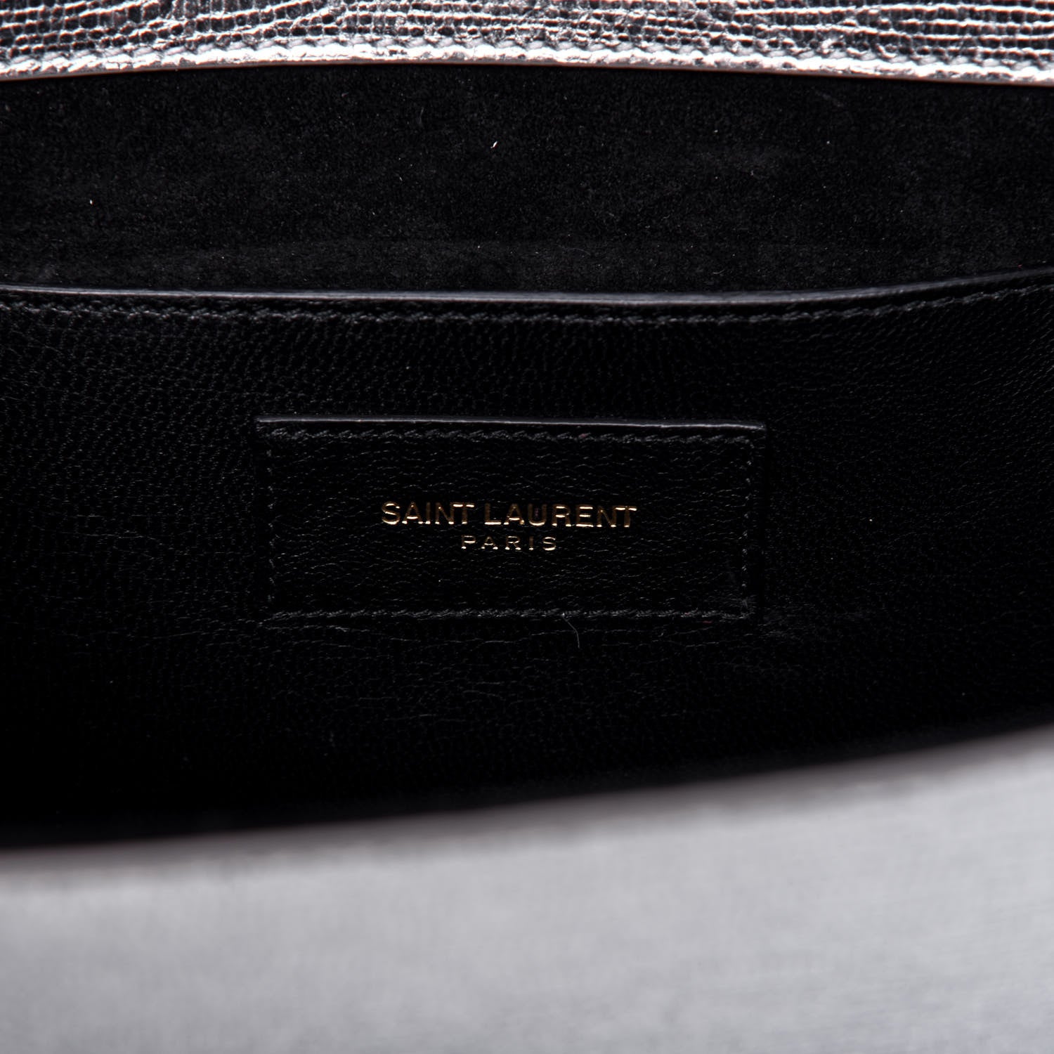 Saint Laurent Textured Metallic Calfskin Classic Monogram Cassandre Clutch Silver 8 of 15
