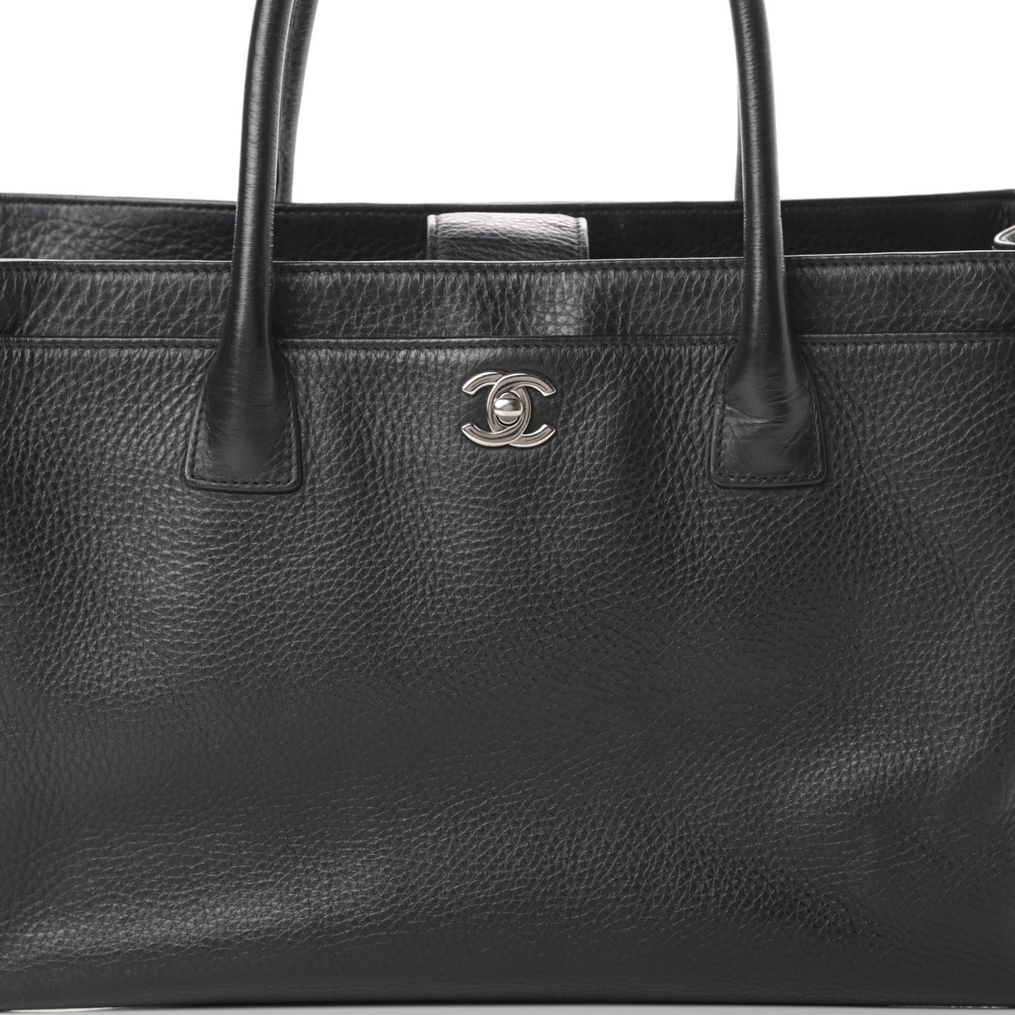 Calfskin Cerf Executive Shopper Tote Black